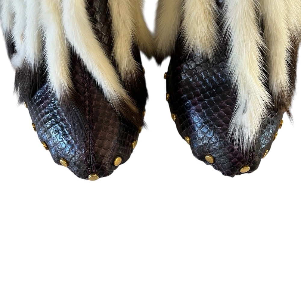 Roberto Cavalli Y2k Deadstock Python Feather Mule… - image 5